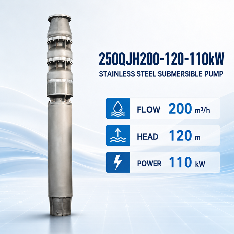 Pompa sommergibile in acciaio inossidabile 110 kW Pompa a pozzo profondo a testa alta per il trasferimento dell'acqua