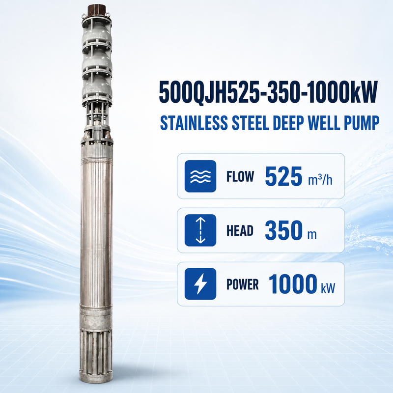 525 m3/h Flusso 350 m Testa 1000 kW Potenza Acciaio inossidabile Pompa per acqua di mare sommergibile