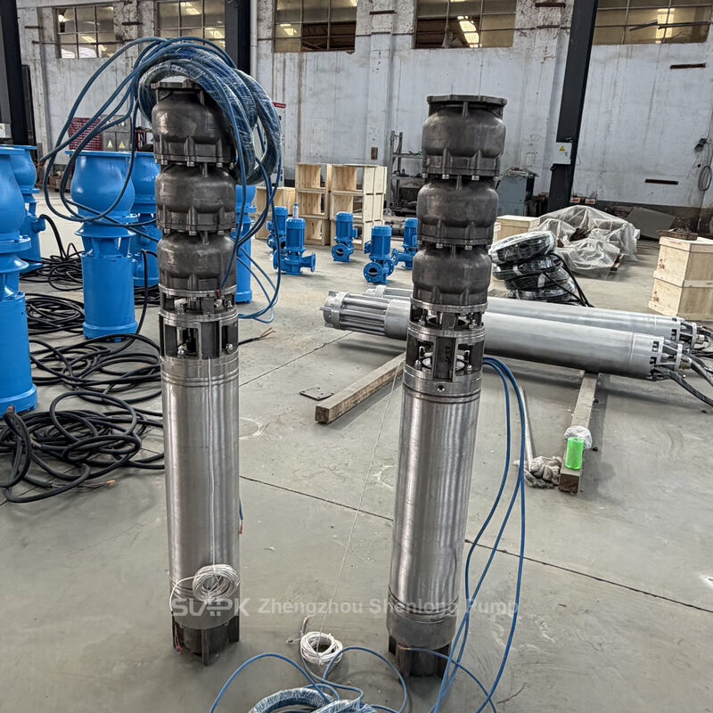Pompa sommersa per pozzo in acciaio inossidabile con portata di 252 m³/h, prevalenza di 170 m e potenza di 185 kW