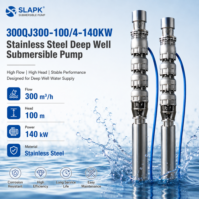 300 m3/h Alto flusso 100 m Testa 140 kW Pompa sommergibile a pozzo profondo a motore per applicazioni di acqua di mare